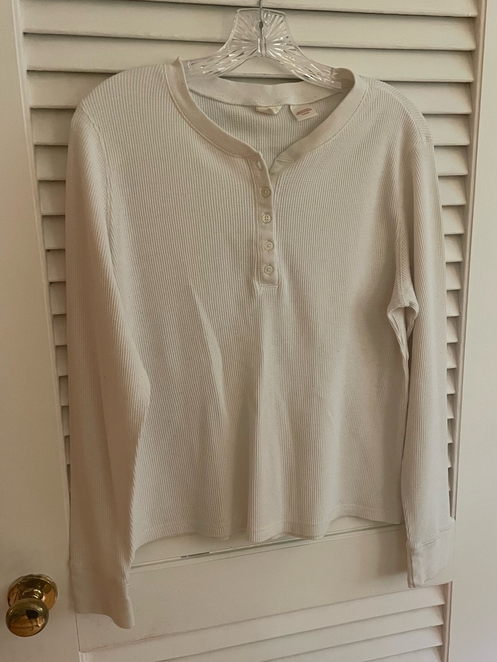 Levi's Cream Waffle-Knit Henley Top